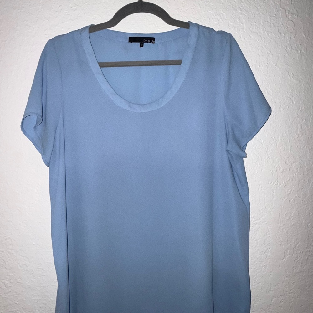 Ro & De Light Blue Short Sleeve Top
